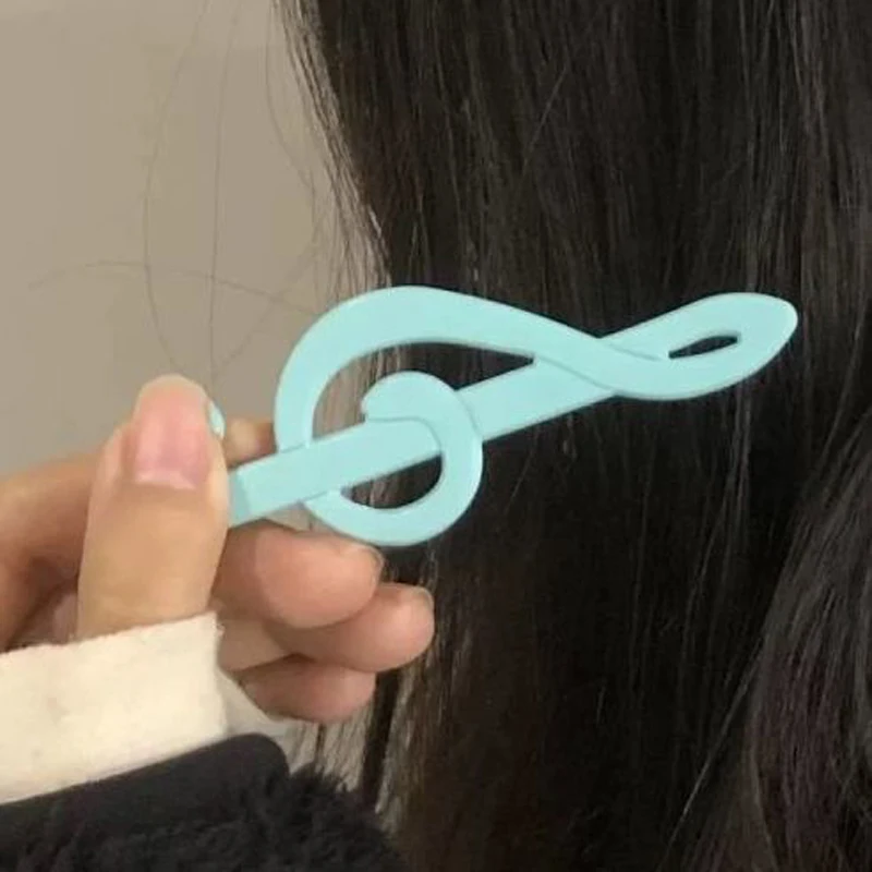 Y2k Style Music Symbol Hair Accessories Vintage Sweet Cute Hair Clip Cyan Fresh Hairpin New Sensea Of Niche Fashion And Art 2026