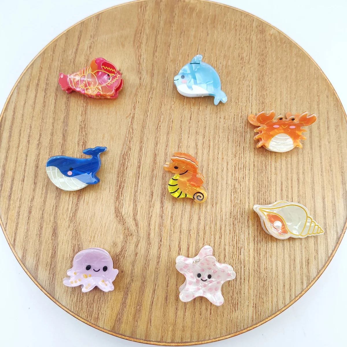 Small Delicate Cute Lovely Acetate Hair Clips Cartoon Whale Seahorse Crab Starfish Hairpins Side Bangs Women Hair Accessories