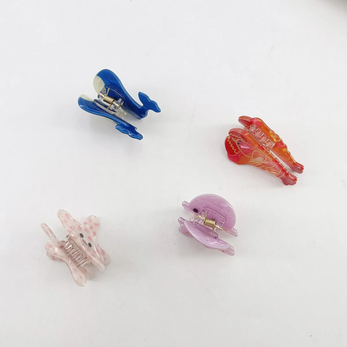Small Delicate Cute Lovely Acetate Hair Clips Cartoon Whale Seahorse Crab Starfish Hairpins Side Bangs Women Hair Accessories