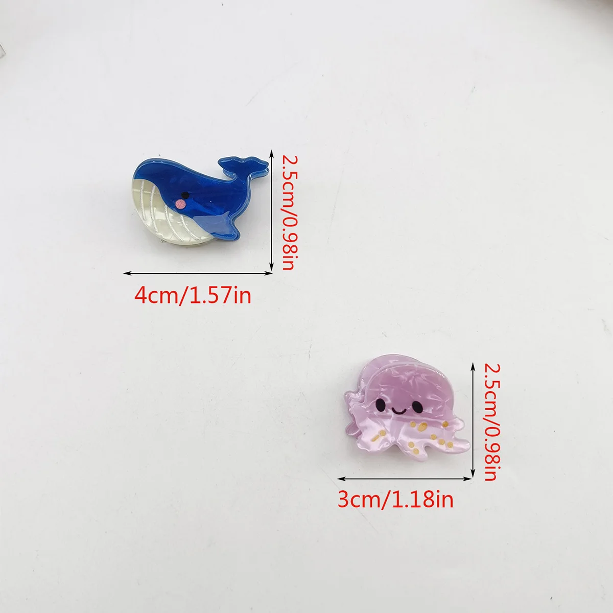 Small Delicate Cute Lovely Acetate Hair Clips Cartoon Whale Seahorse Crab Starfish Hairpins Side Bangs Women Hair Accessories