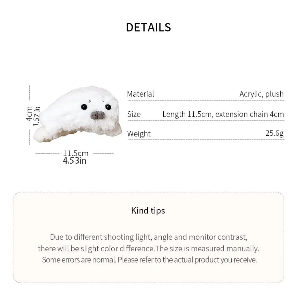 Creative Animals Little Seal Hair Claw Hairpin Cute Hair Clip Korean Style White Large Shark Clip Hair Accessories