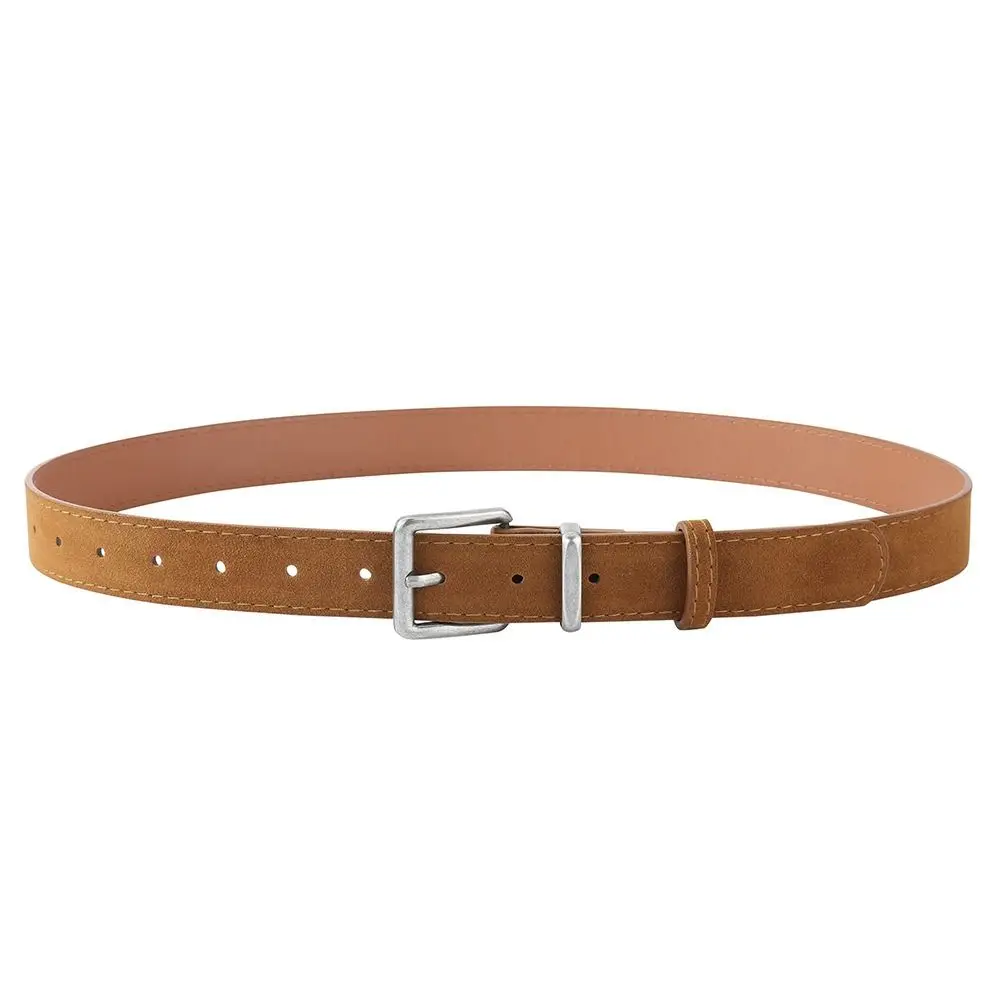 Trendy Pin Buckle Suede Leather Belt Casual Luxury Design Business Waist Belt Retro Waistband For Women