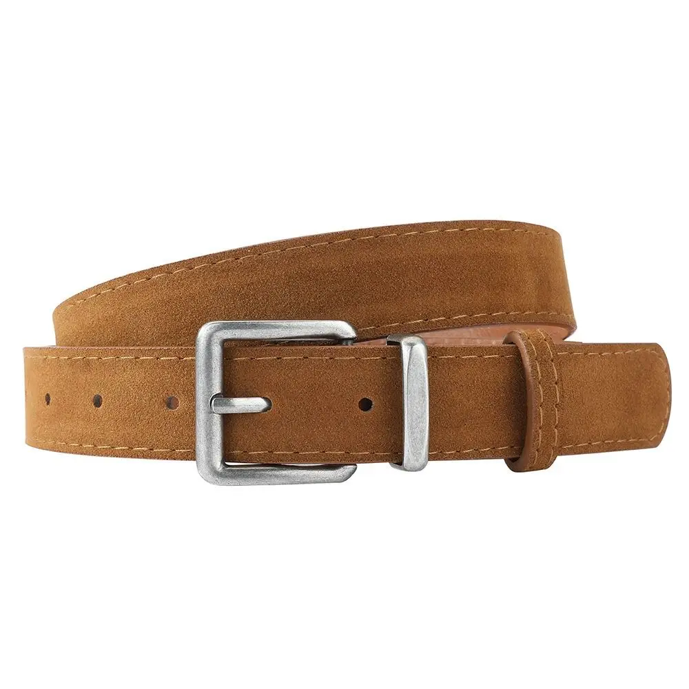 Trendy Pin Buckle Suede Leather Belt Casual Luxury Design Business Waist Belt Retro Waistband For Women
