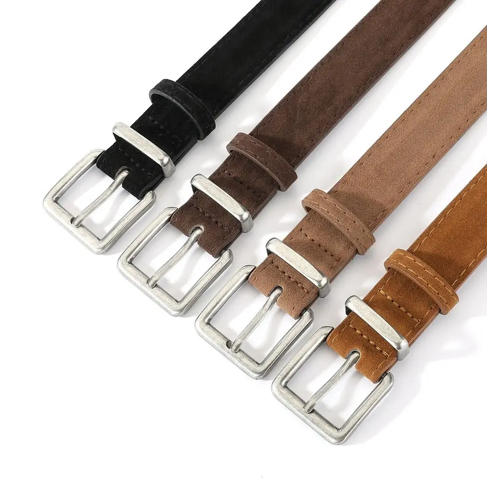 Trendy Pin Buckle Suede Leather Belt Casual Luxury Design Business Waist Belt Retro Waistband For Women