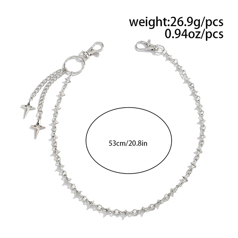 ♥Silver Star Pendant Pants Chain | Edgy Streetwear Waist Chain For Jeans & Casual Outfits