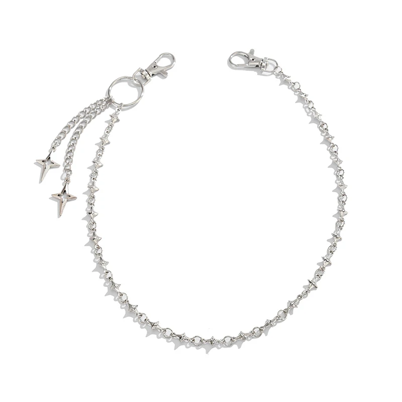 ♥Silver Star Pendant Pants Chain | Edgy Streetwear Waist Chain For Jeans & Casual Outfits