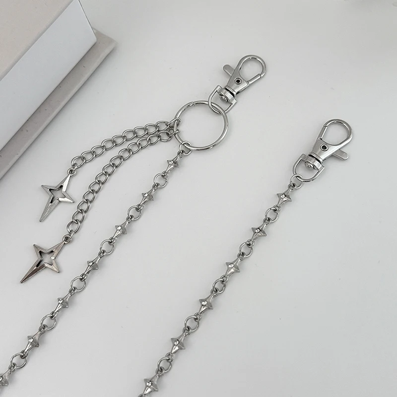 ♥Silver Star Pendant Pants Chain | Edgy Streetwear Waist Chain For Jeans & Casual Outfits