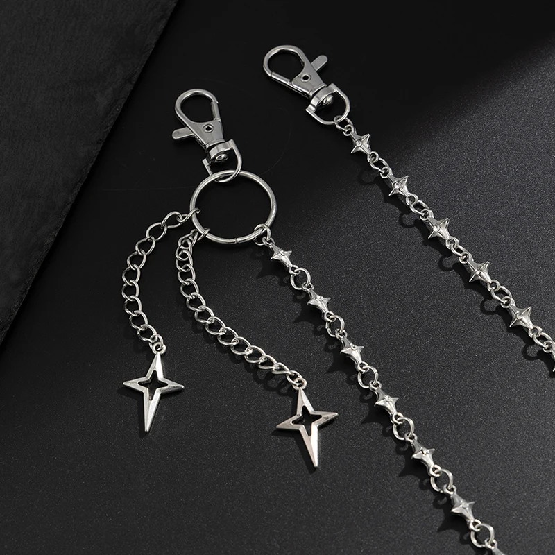 ♥Silver Star Pendant Pants Chain | Edgy Streetwear Waist Chain For Jeans & Casual Outfits