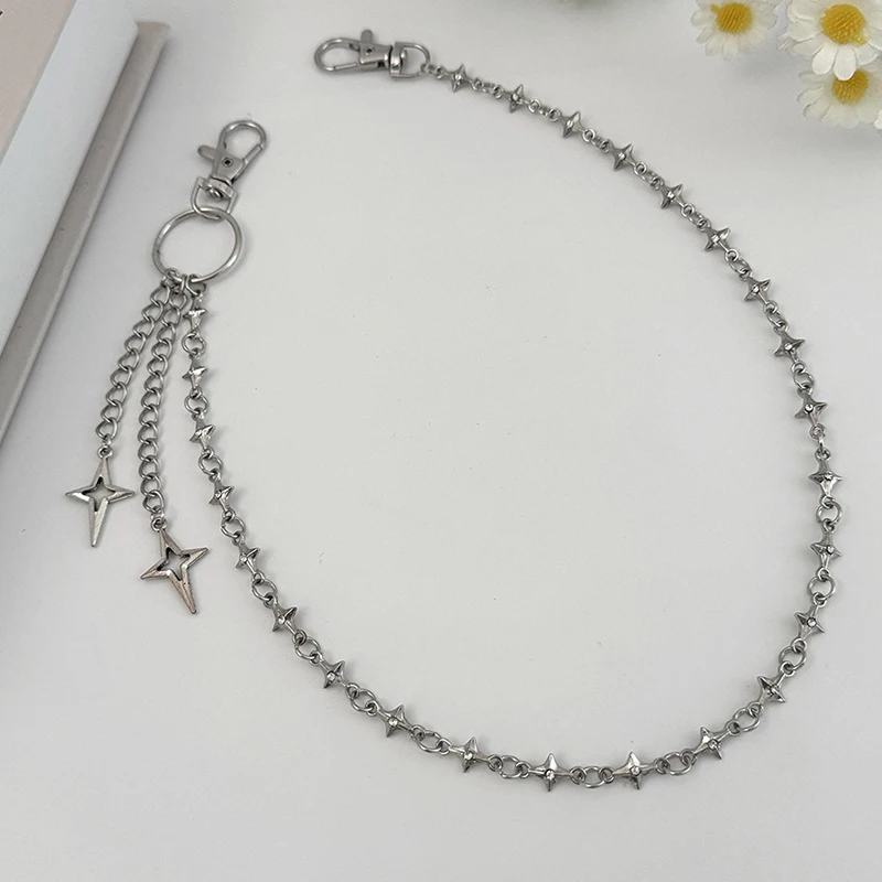 ♥Silver Star Pendant Pants Chain | Edgy Streetwear Waist Chain For Jeans & Casual Outfits