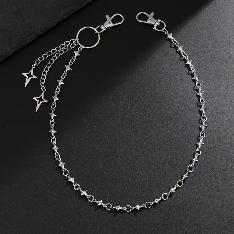♥Silver Star Pendant Pants Chain | Edgy Streetwear Waist Chain For Jeans & Casual Outfits