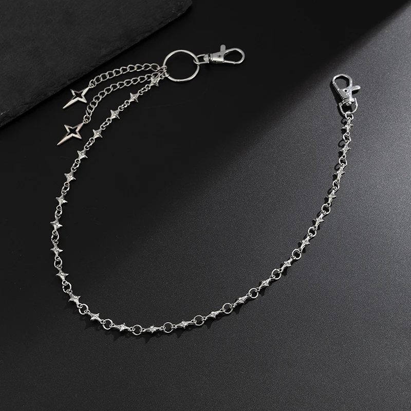 ♥Silver Star Pendant Pants Chain | Edgy Streetwear Waist Chain For Jeans & Casual Outfits