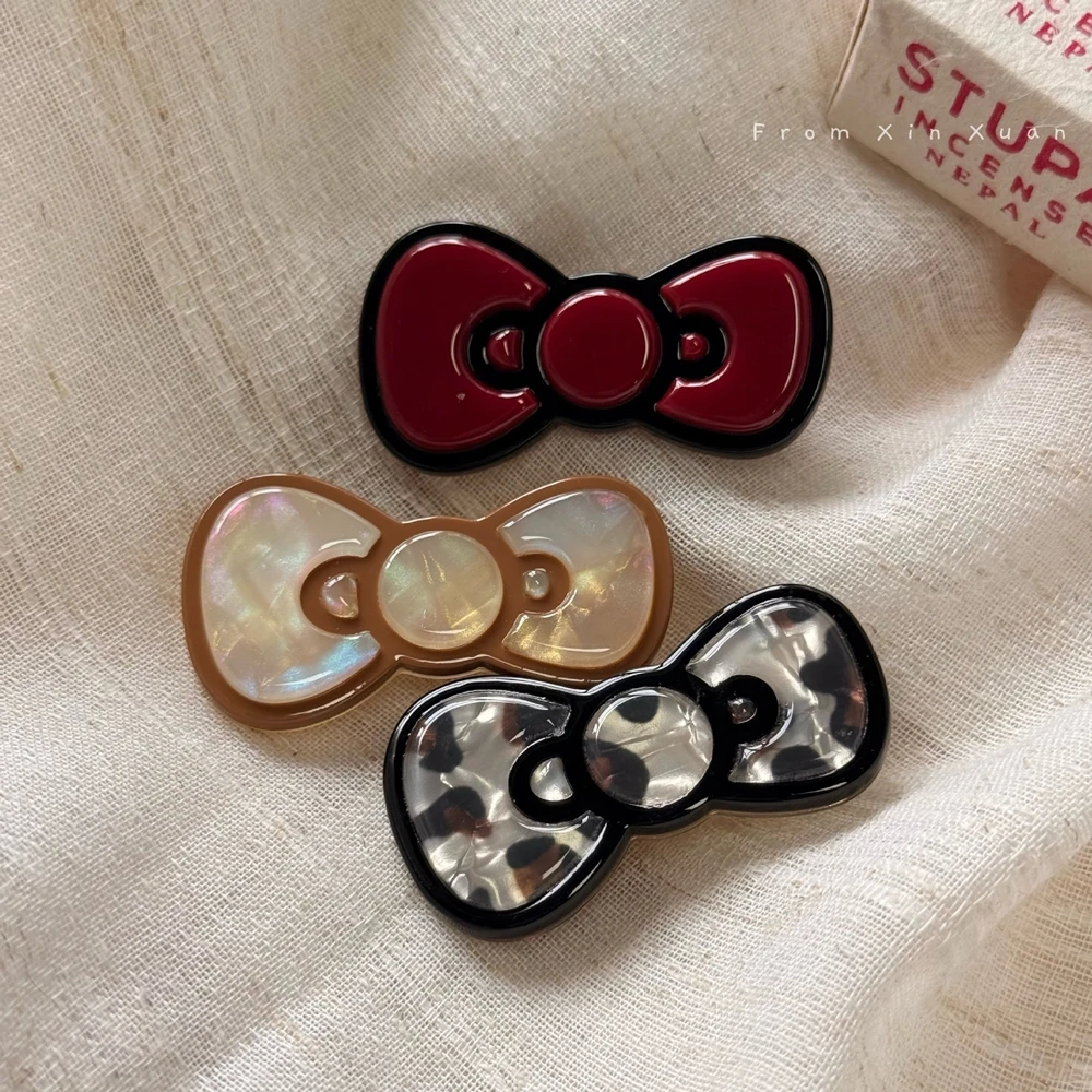 Korean New Trend Alloy Resin Colored Bow Hair Clip Student Party Side Clip Women's Kawaii Duckbill Hair Clip Gifts Accessories