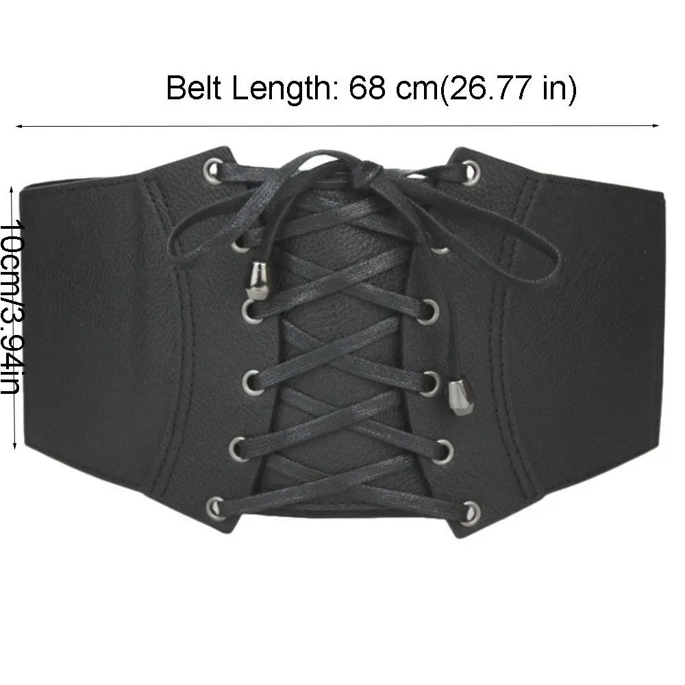 Gothic Spicy Girl PU Leather Corset Solid Color Elastic Wide Belt Slimming Waistband Western Cowboy Belt Ladies