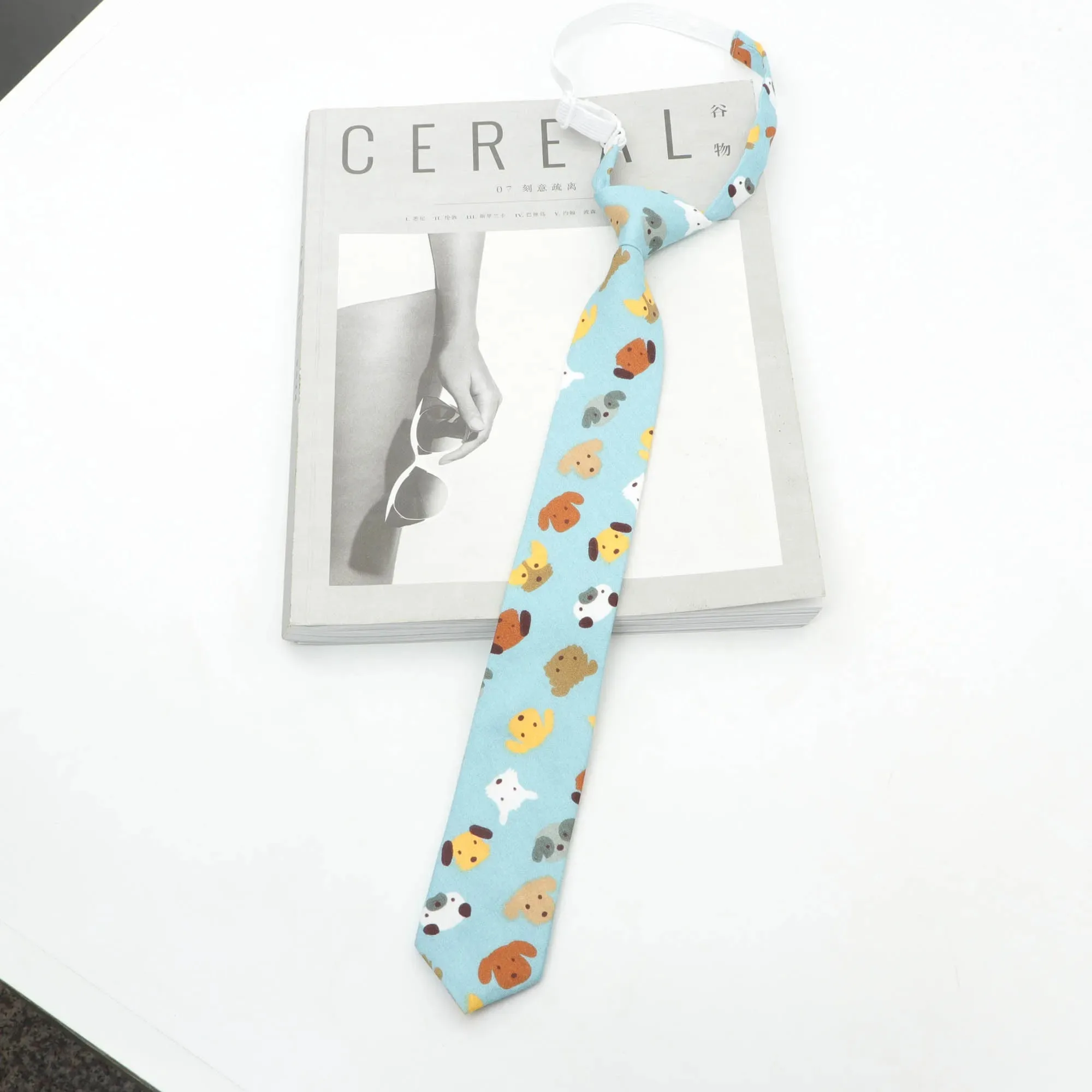 Cute Cotton Kids Necktie Casual Dog Duck Chicken Bear Pattern Children Pre Tied Neckties Skinny Ties Small Designer Cravat Tie