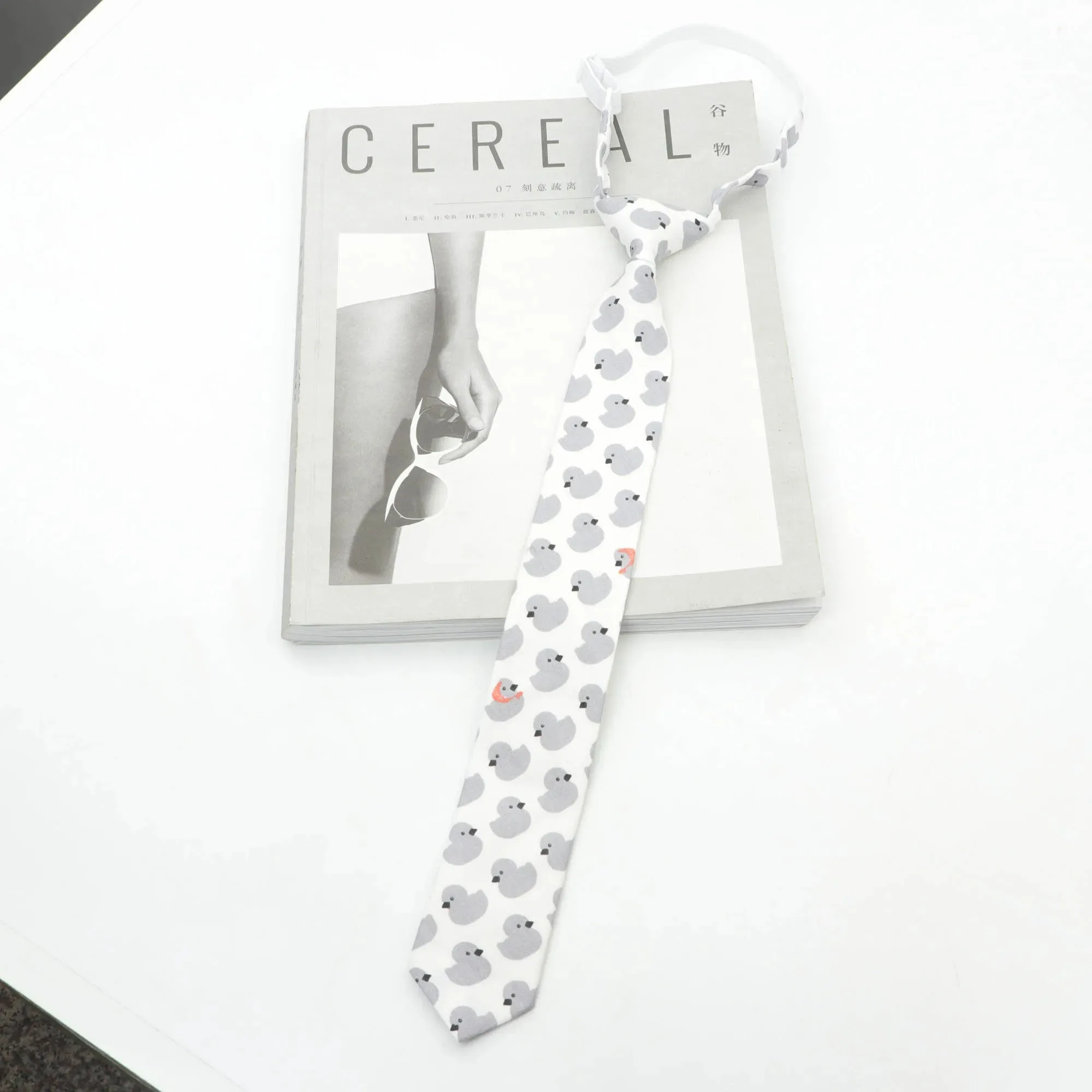 Cute Cotton Kids Necktie Casual Dog Duck Chicken Bear Pattern Children Pre Tied Neckties Skinny Ties Small Designer Cravat Tie