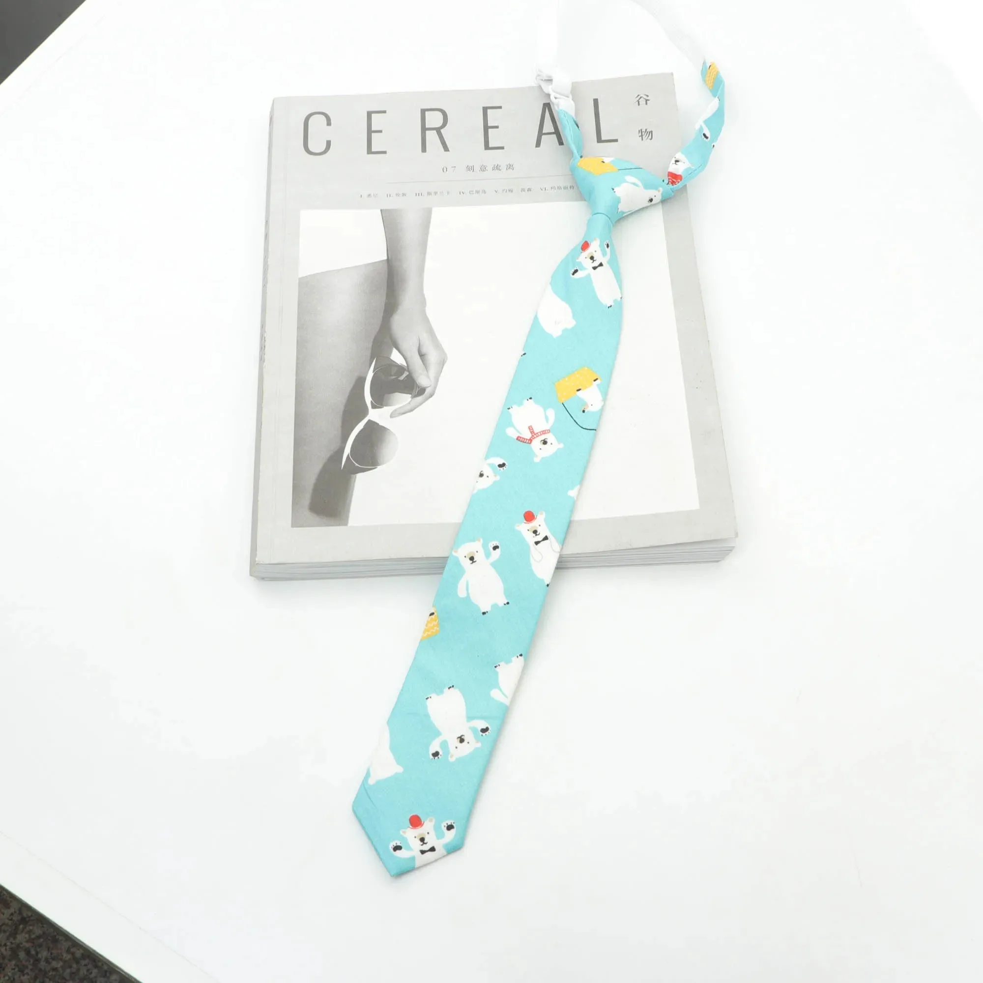 Cute Cotton Kids Necktie Casual Dog Duck Chicken Bear Pattern Children Pre Tied Neckties Skinny Ties Small Designer Cravat Tie