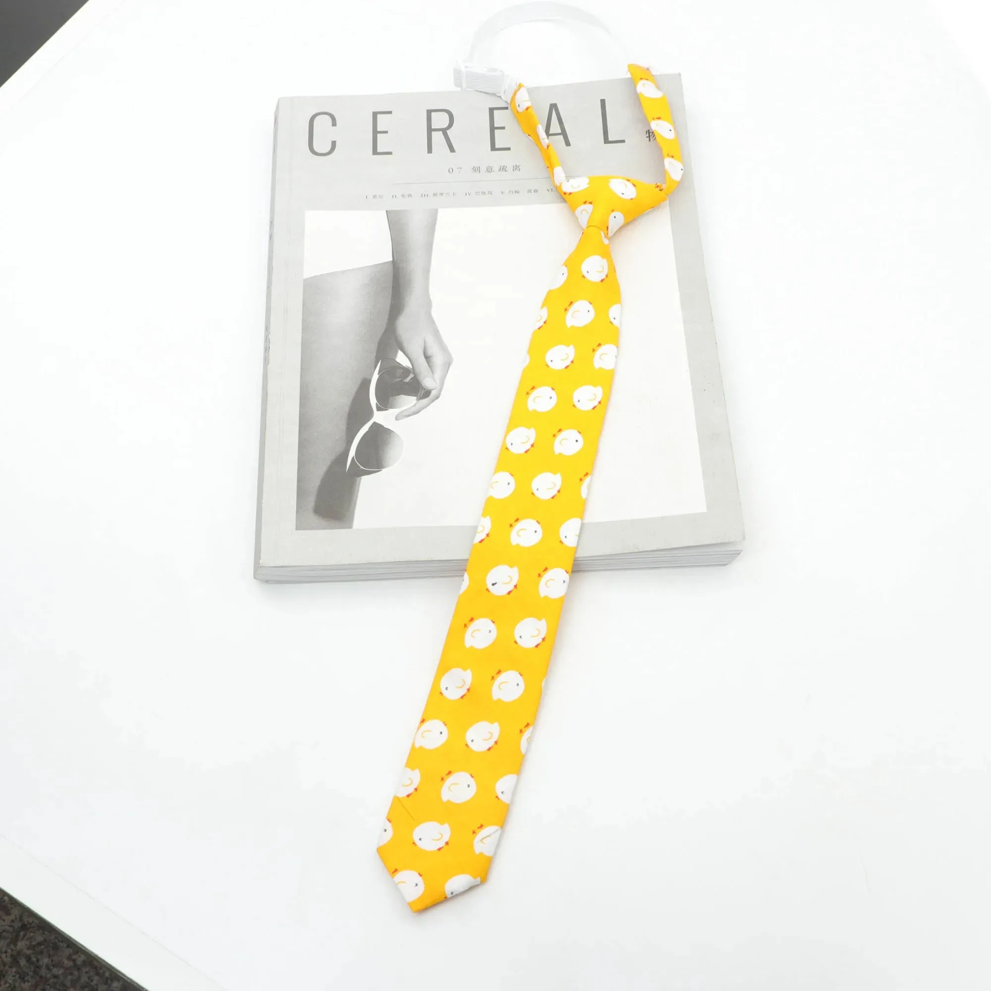 Cute Cotton Kids Necktie Casual Dog Duck Chicken Bear Pattern Children Pre Tied Neckties Skinny Ties Small Designer Cravat Tie