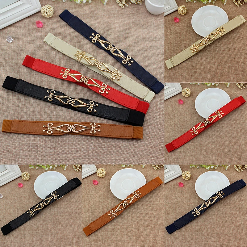 Fashion Elastic Waistband Elegant Cummerbund Women Dress Buckle Belt Strap Waist