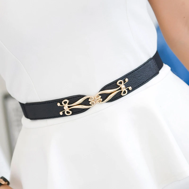 Fashion Elastic Waistband Elegant Cummerbund Women Dress Buckle Belt Strap Waist