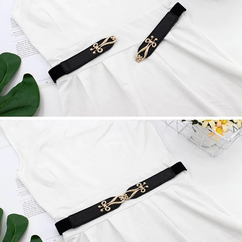 Fashion Elastic Waistband Elegant Cummerbund Women Dress Buckle Belt Strap Waist
