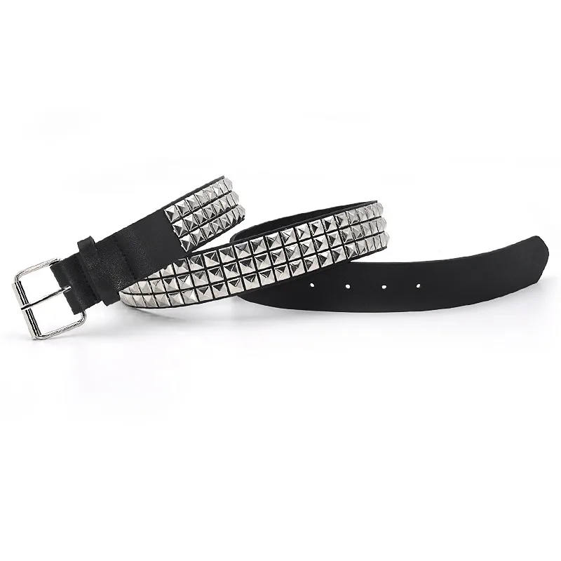 Fashion Rivet Belt Men Women's Studded Belt Punk Rock With Pin Buckle Drop Shipping Black