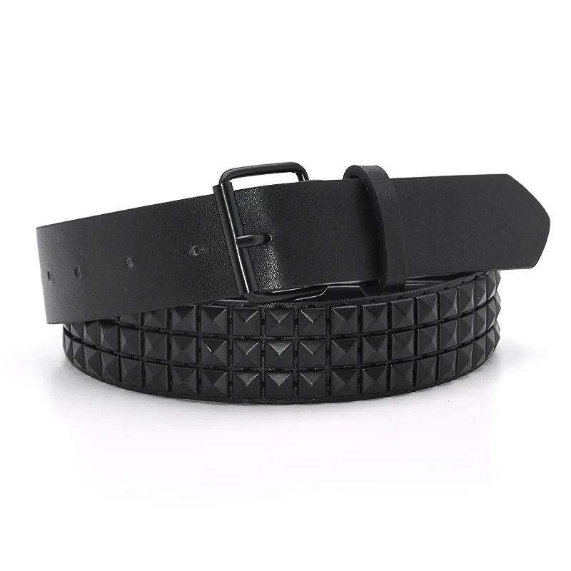 Fashion Rivet Belt Men Women's Studded Belt Punk Rock With Pin Buckle Drop Shipping Black