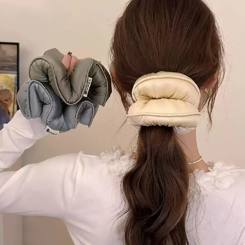 Sponge Sleep Elastic Ponytail Holder Hair Scrunchies for Women Hair Accessories Girls Soft Solid Satin Filled Cotton Big Bands
