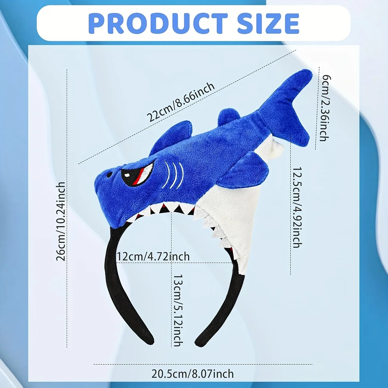 Shark Headband with Fish Tail - Durable, Comfortable and Lightweight Clothing Headwear, Suitable for Activities - Adults to Wear