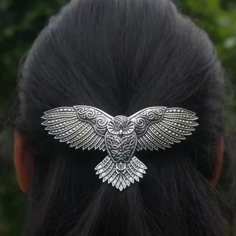 Viking Owl Hair Clip Vintage Trendy Personality Women's Accessory Party Jewelry Valentine Mother Birthday Gift