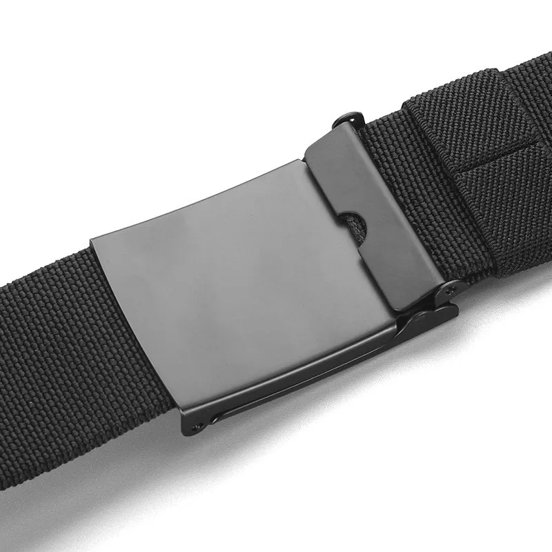 Popular smooth buckle nylon belt, woven elastic waistband, tactical outdoor military training men's jeans, versatile belt