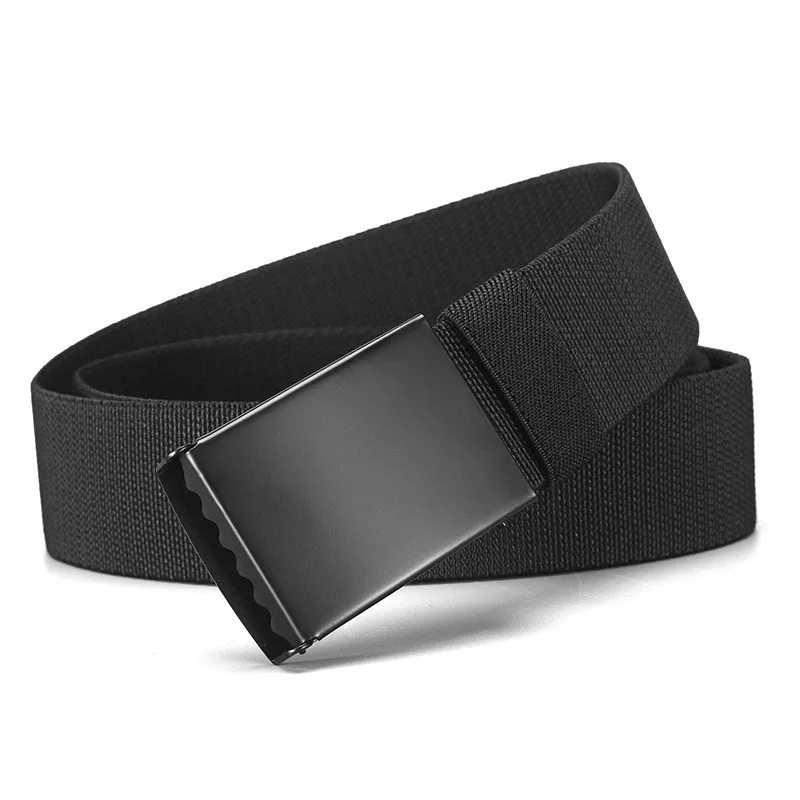 Popular smooth buckle nylon belt, woven elastic waistband, tactical outdoor military training men's jeans, versatile belt