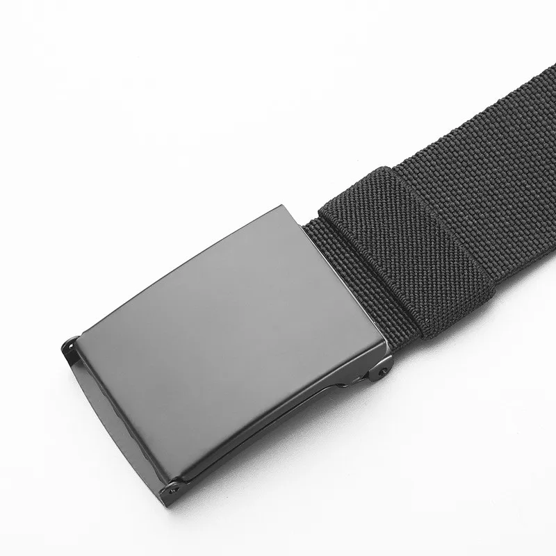 Popular smooth buckle nylon belt, woven elastic waistband, tactical outdoor military training men's jeans, versatile belt