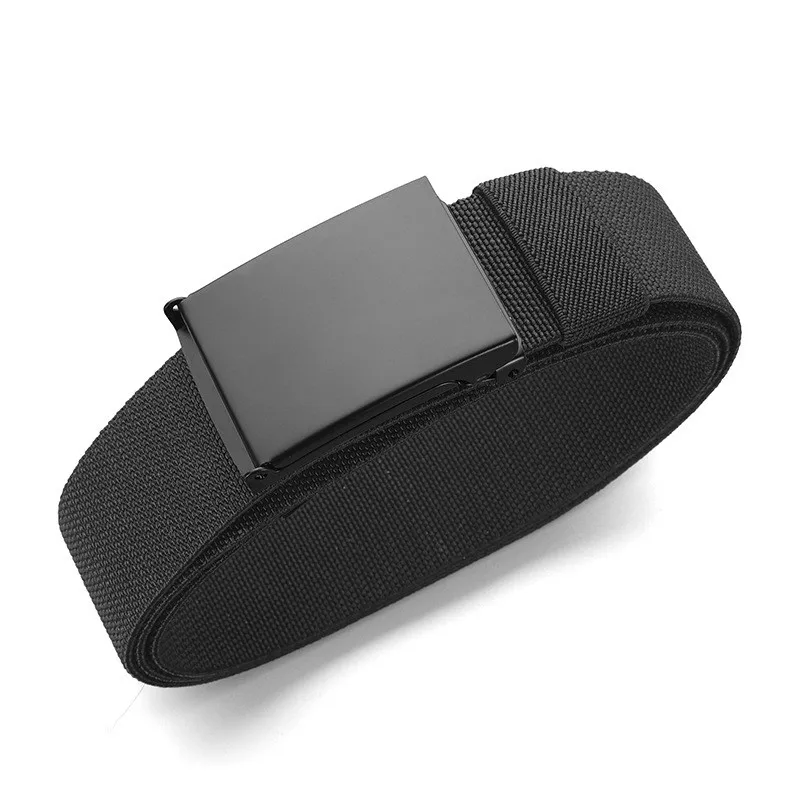 Popular smooth buckle nylon belt, woven elastic waistband, tactical outdoor military training men's jeans, versatile belt