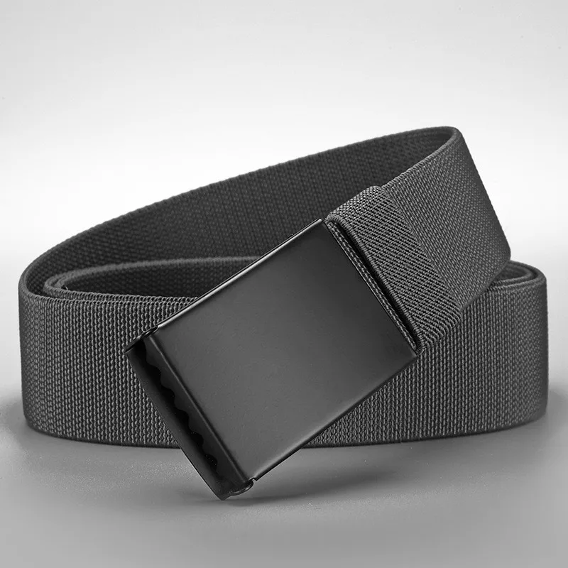 Popular smooth buckle nylon belt, woven elastic waistband, tactical outdoor military training men's jeans, versatile belt