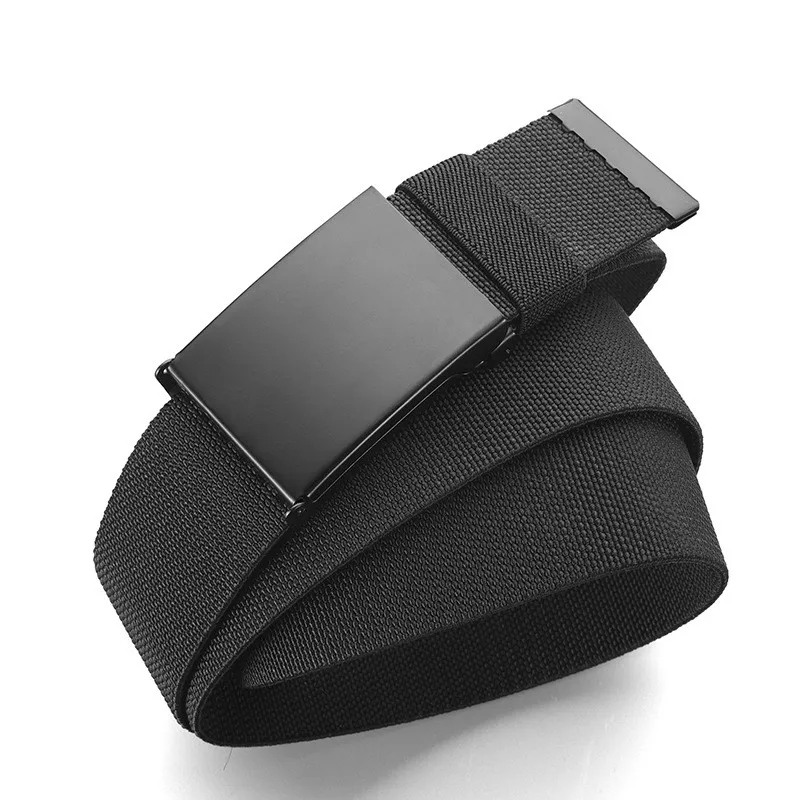 Popular smooth buckle nylon belt, woven elastic waistband, tactical outdoor military training men's jeans, versatile belt