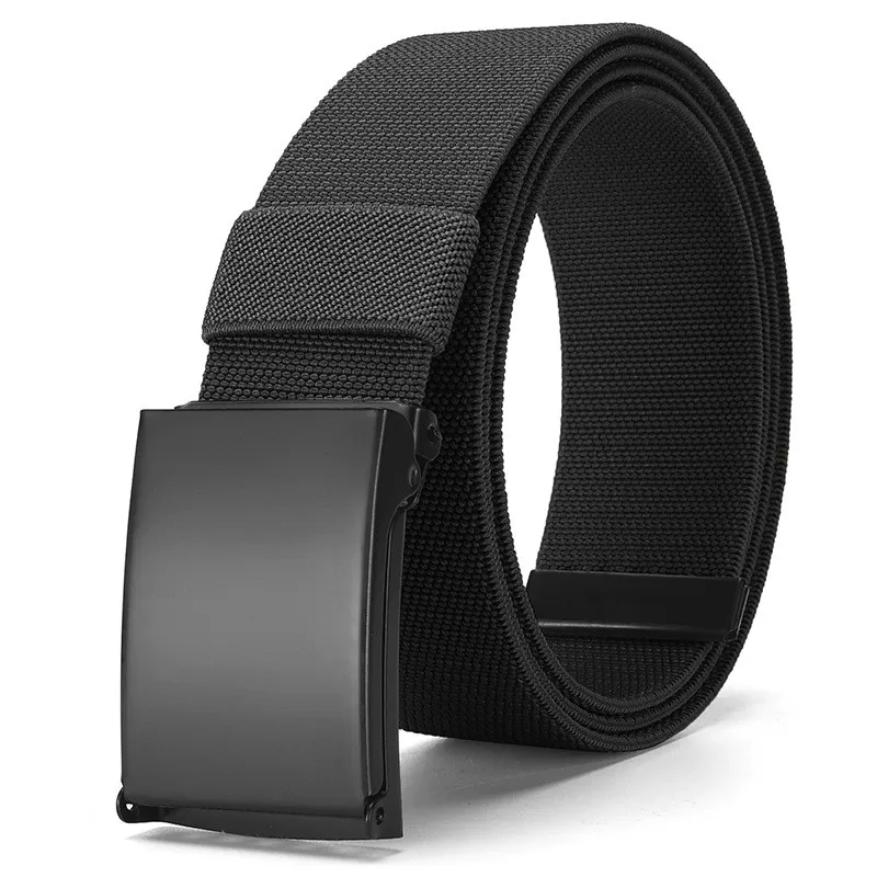 Popular smooth buckle nylon belt, woven elastic waistband, tactical outdoor military training men's jeans, versatile belt