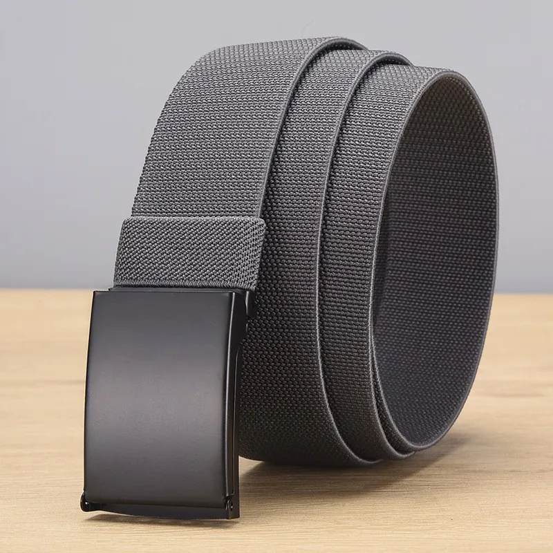 Popular smooth buckle nylon belt, woven elastic waistband, tactical outdoor military training men's jeans, versatile belt