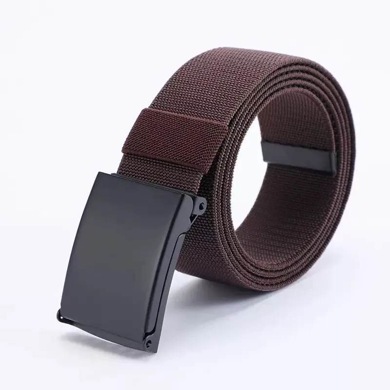 Popular smooth buckle nylon belt, woven elastic waistband, tactical outdoor military training men's jeans, versatile belt