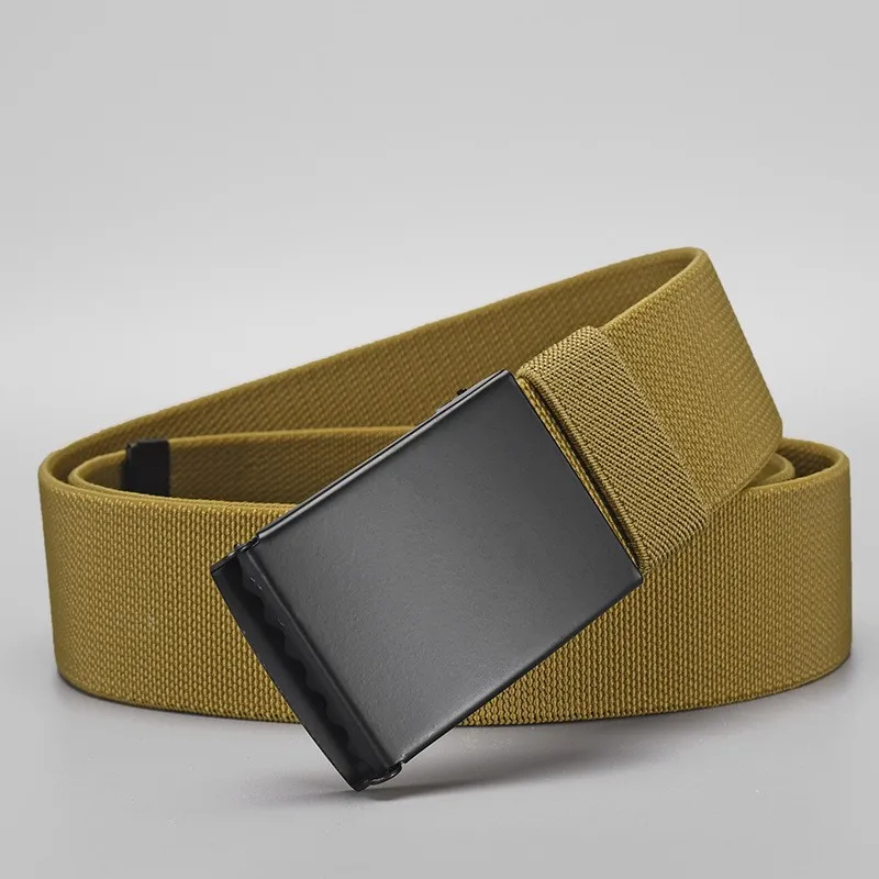 Popular smooth buckle nylon belt, woven elastic waistband, tactical outdoor military training men's jeans, versatile belt