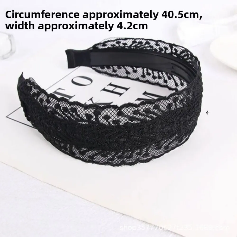 Fashion Vintage Lace Hair Hoop Anti Slip Hollow Lace Hairband Head Wrap Hair Accessories Elegant Women's Wide Headband Daily Use