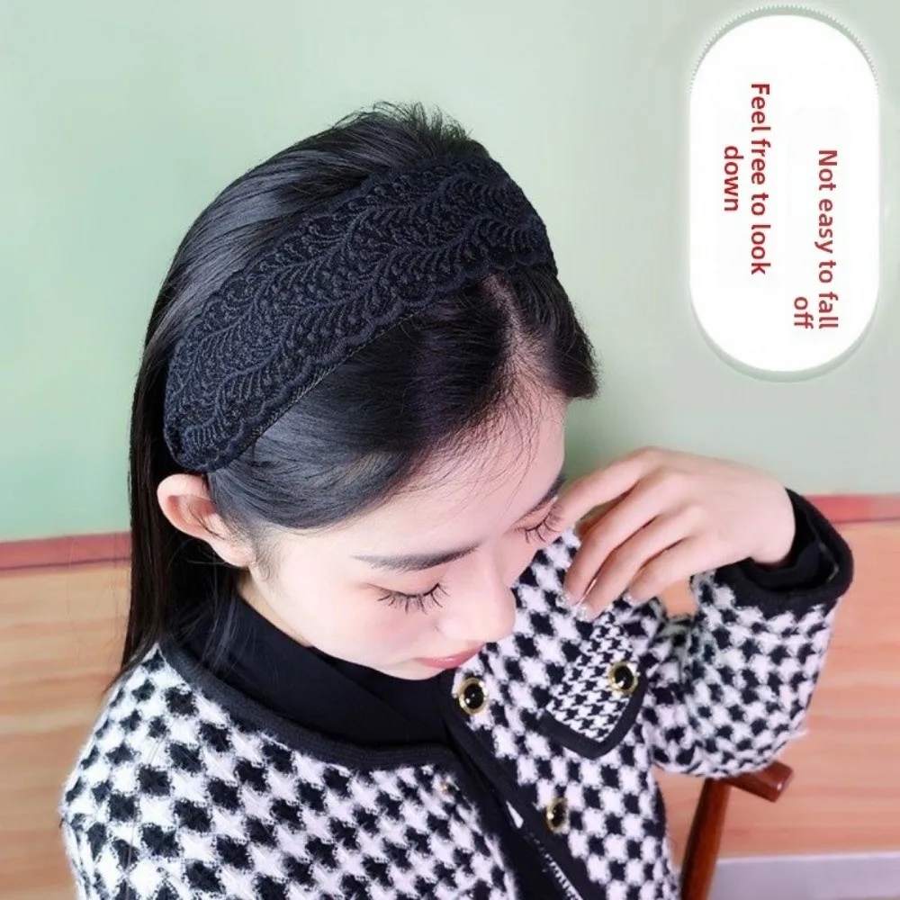 Fashion Vintage Lace Hair Hoop Anti Slip Hollow Lace Hairband Head Wrap Hair Accessories Elegant Women's Wide Headband Daily Use
