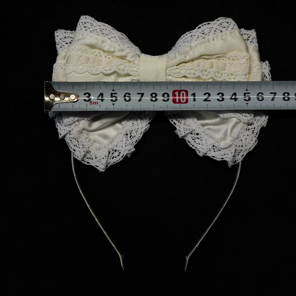 White Bow Lace Headband Sweet and Cute French Retro Headband Lolita Style Photo Prop Hair Accessory Suitable for Women and Girls