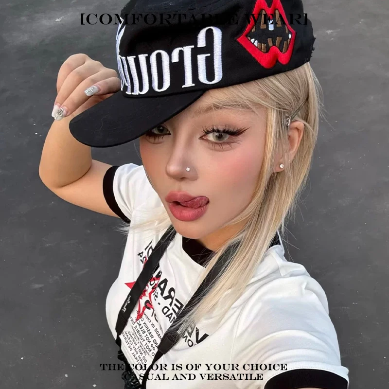 Sunshade Korean Versatile Personal Peaked Caps Camouflage Fashion Niche New Men Women Flat Top Letter Embroidery Baseball Hats