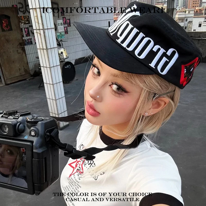 Sunshade Korean Versatile Personal Peaked Caps Camouflage Fashion Niche New Men Women Flat Top Letter Embroidery Baseball Hats