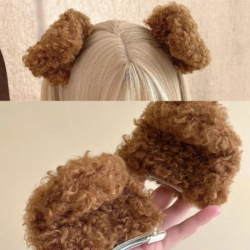 1Pair New Cute Puppy Ears Side Clips For Girls Plush Hairpin Kawaii Barrettes Headwear Kids Hair Accessories Gifts