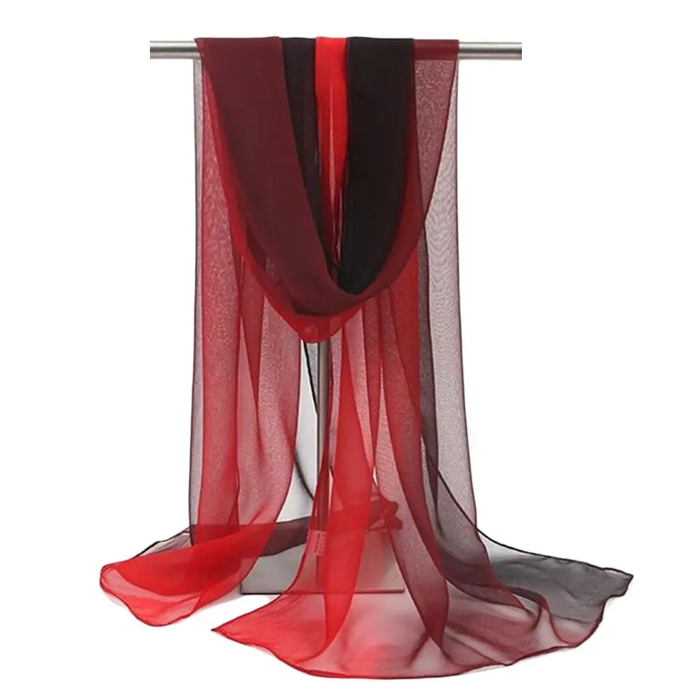 Summer Sun Protection Scarf Gradient Solid Color Soft Shawls Anti-sunburn Long Pashmina Women