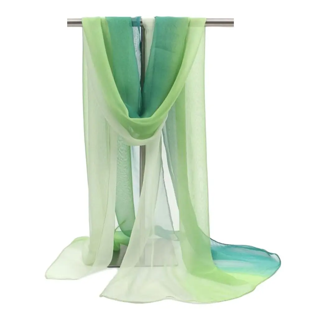 Summer Sun Protection Scarf Gradient Solid Color Soft Shawls Anti-sunburn Long Pashmina Women