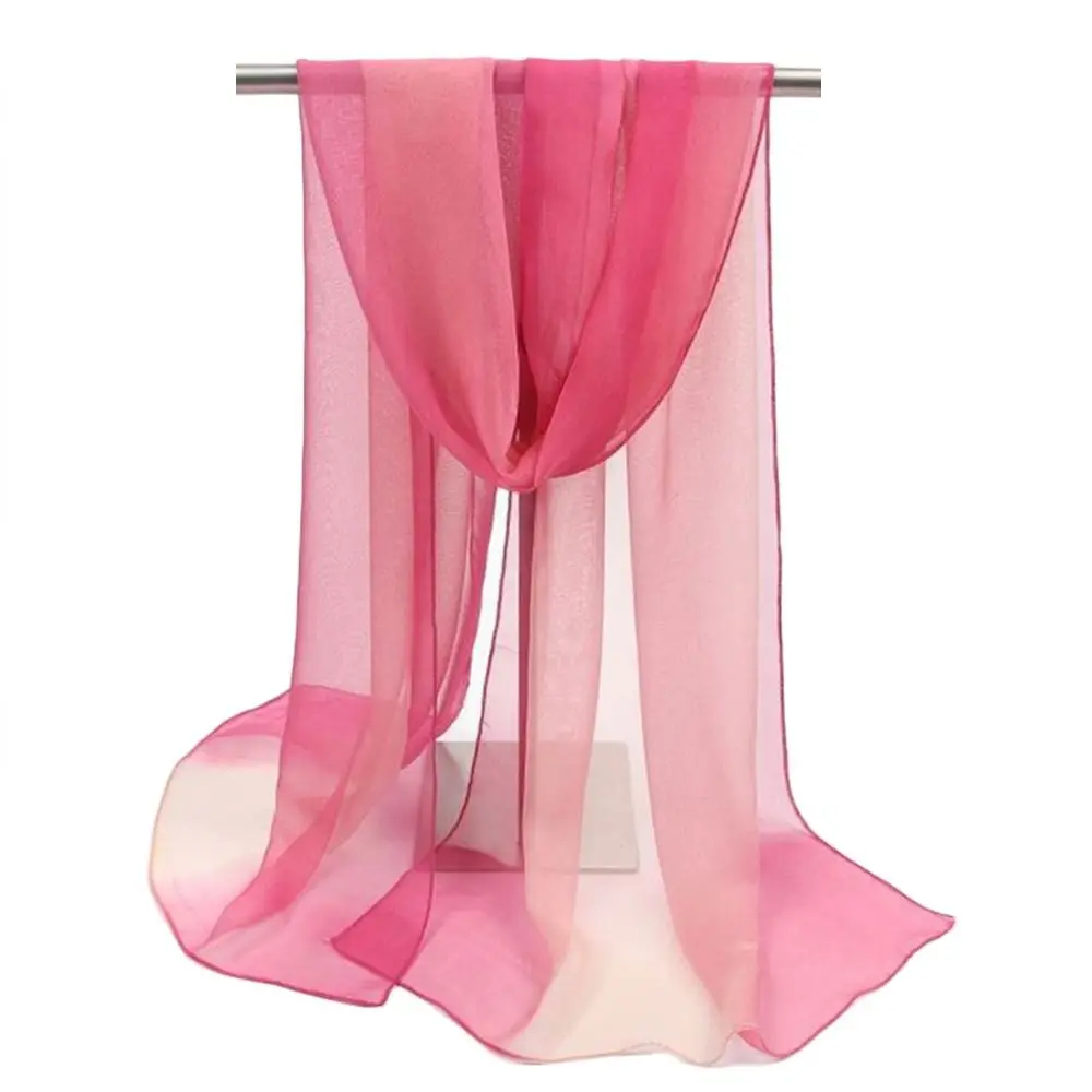 Summer Sun Protection Scarf Gradient Solid Color Soft Shawls Anti-sunburn Long Pashmina Women