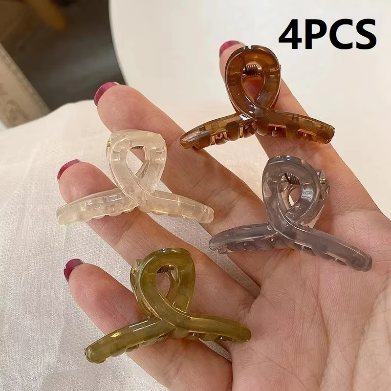 4PCS Hair Clip Small Hairpins for Woman 4.5CM Mini Transparent Jelly Grab Clip Hair Crab Ponytail Braid Claw Hair Accessories