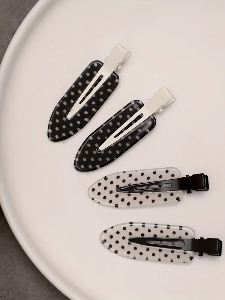 4 Pieces/Black and White Acetic Acid Traceless Hair Clip Acrylic Duckbill Clip Sweet Bangs Hair Clip Hair Clip